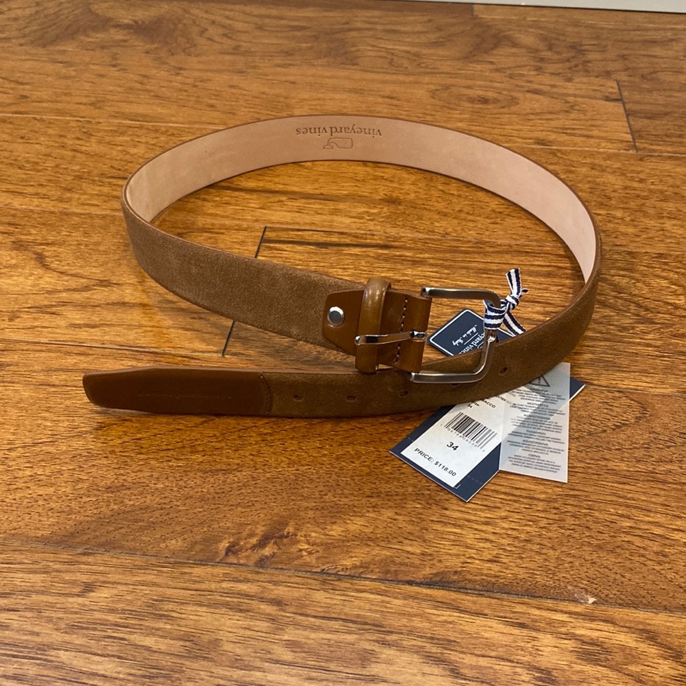 Suede & Leather Heritage Belt Vineyard Vines - Tobacco